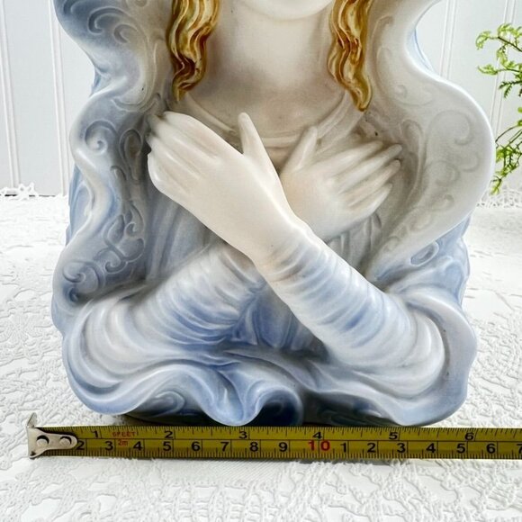Vintage Samson Import Relpo Porcelain Praying Madonna Planter Blue & White  10" - Picture 13 of 14